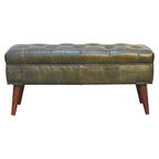 35" Brown Solid Wood Storage Bench With Cabinet