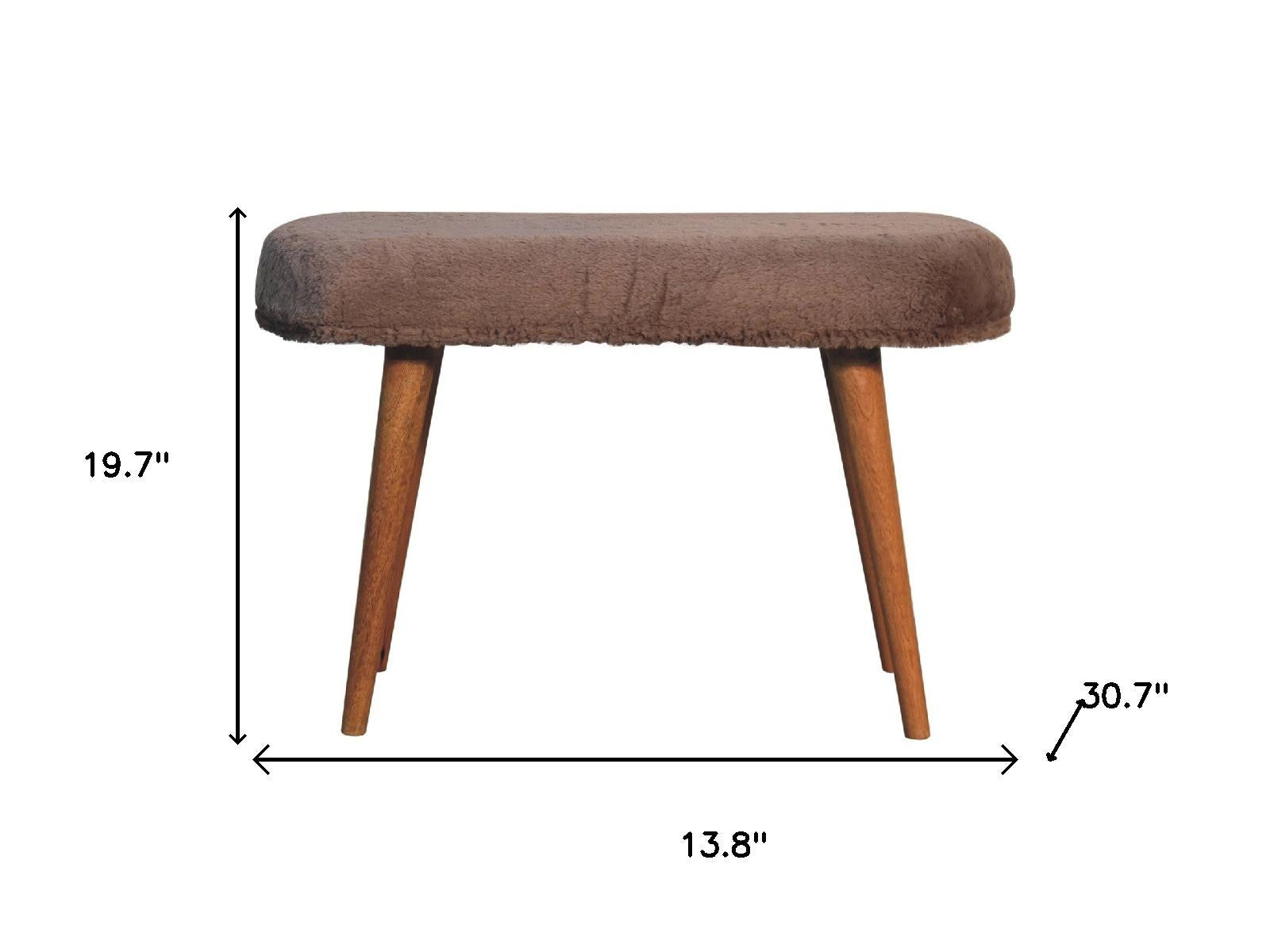 31" Brown Solid Wood Storage Bench With Cabinet