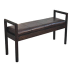 43" Brown Solid Wood Storage Bench With Cabinet