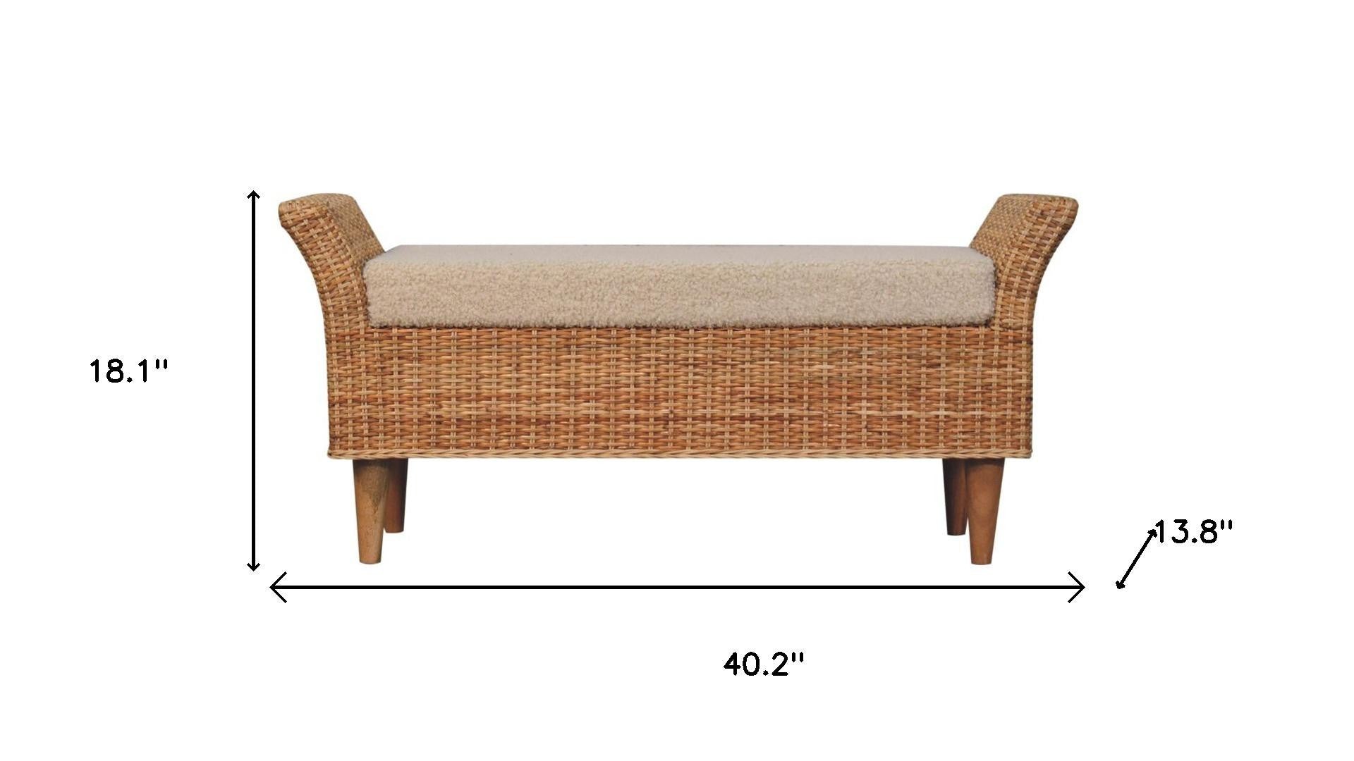 40" Brown Solid Wood Storage Bench With Cabinet