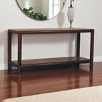 41" Brown Solid Wood Storage Bench With Cabinet