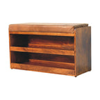 35" Brown and Solid Wood Storage Bench With Shoe Storage