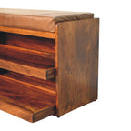 35" Brown and Solid Wood Storage Bench With Shoe Storage
