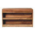 35" Brown and Solid Wood Storage Bench With Shoe Storage