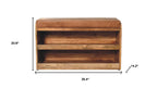 35" Brown and Solid Wood Storage Bench With Shoe Storage