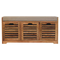 41" Brown and Solid Wood Storage Bench With Shoe Storage