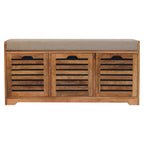 41" Brown and Solid Wood Storage Bench With Shoe Storage