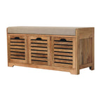 41" Brown and Solid Wood Storage Bench With Shoe Storage
