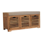 41" Brown and Solid Wood Storage Bench With Shoe Storage