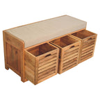 41" Brown and Solid Wood Storage Bench With Shoe Storage