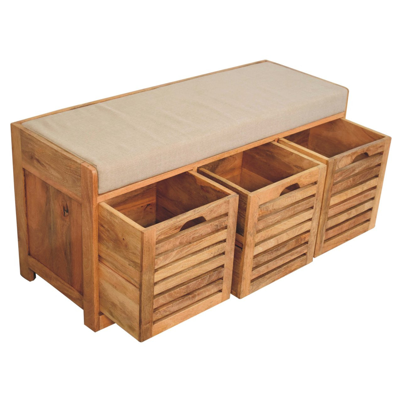 41" Brown and Solid Wood Storage Bench With Shoe Storage