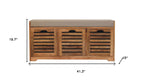 41" Brown and Solid Wood Storage Bench With Shoe Storage