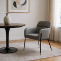 Dark Gray and Black Faux Leather and Steel Dining Arm Chair