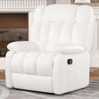 39" White Faux Leather Manual Recliner