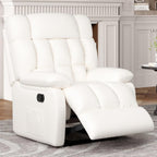 39" White Faux Leather Manual Recliner