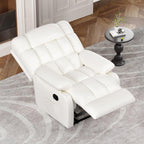 39" White Faux Leather Manual Recliner
