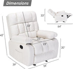 39" White Faux Leather Manual Recliner