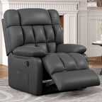 39" Black Faux Leather Manual Recliner