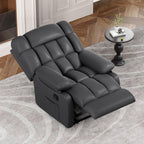 39" Black Faux Leather Manual Recliner