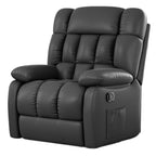 39" Black Faux Leather Manual Recliner