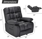 39" Black Faux Leather Manual Recliner