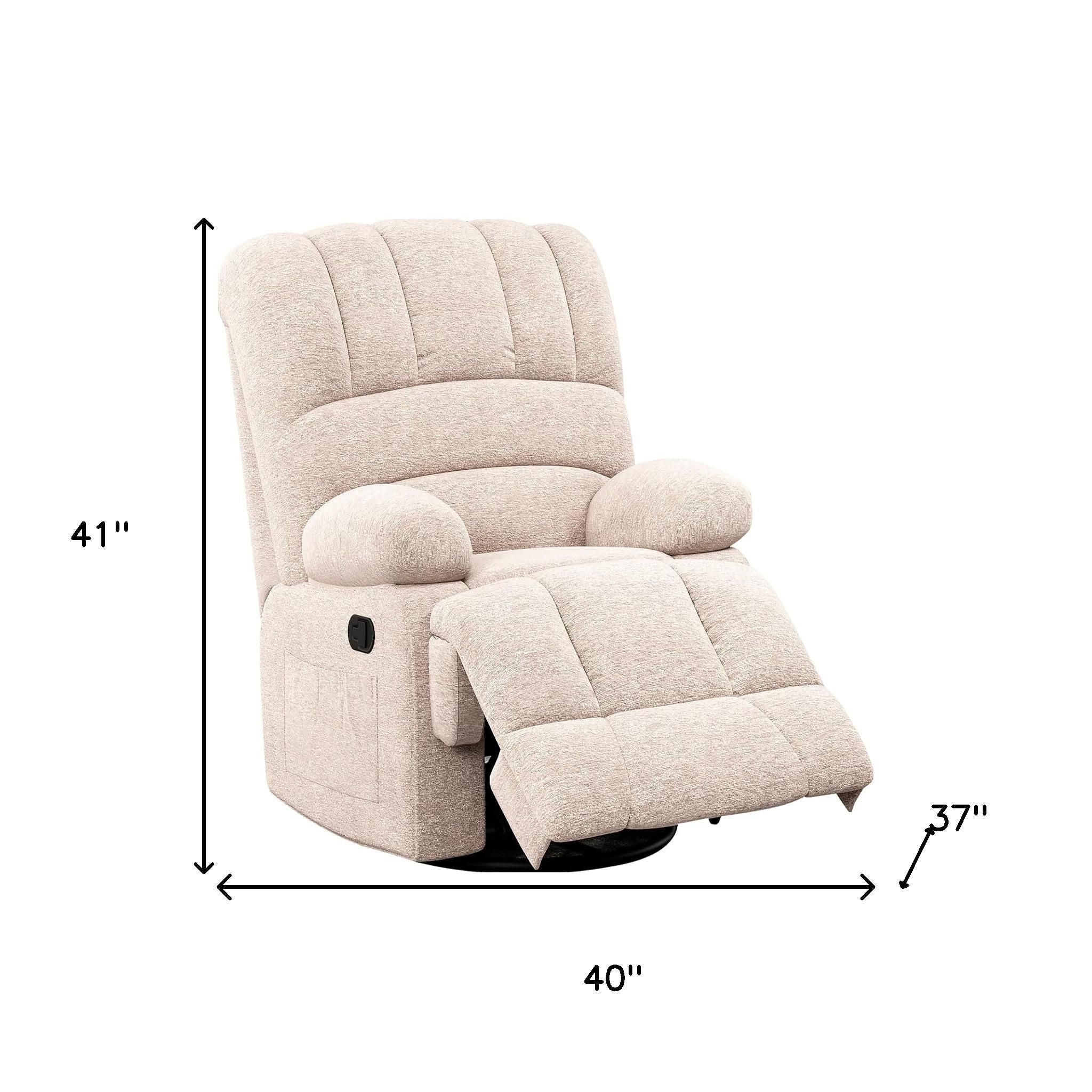 40" Beige Faux Leather Manual Recliner
