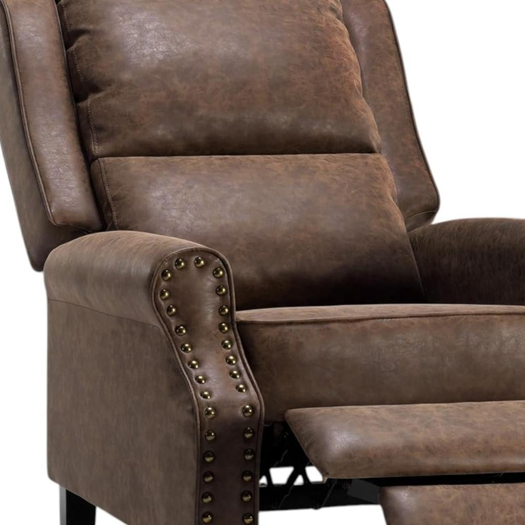 36" Brown Faux Leather Manual Recliner