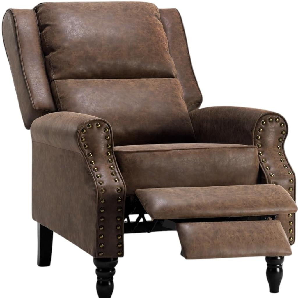 36" Brown Faux Leather Manual Recliner