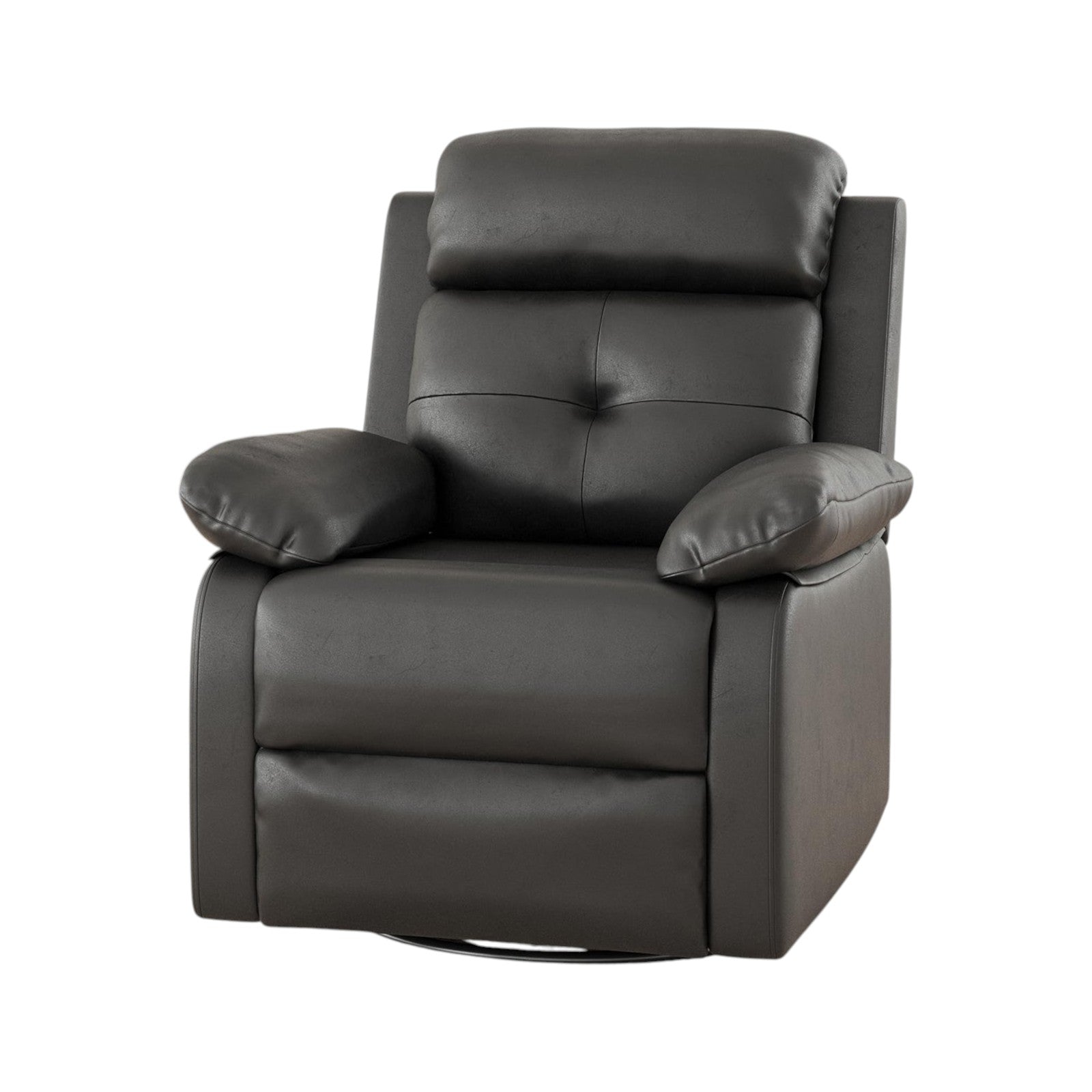 37" Black Faux Leather Manual Recliner