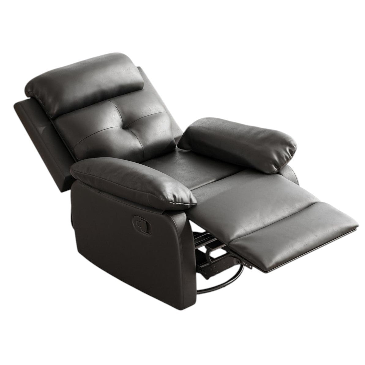 37" Black Faux Leather Manual Recliner