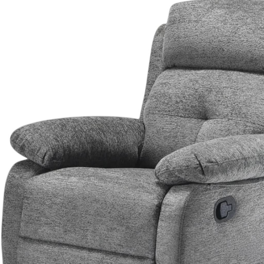 37" Gray Faux Leather Manual Recliner
