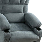 39" Blue Faux Leather Leather Heated Massage Lift Assist Recliner With USB