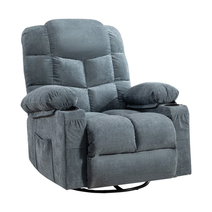 37" Blue Faux Leather Heated Massage Lift Assist Recliner With USB