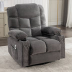 37" Gray Faux Leather Heated Massage Lift Assist Recliner With USB