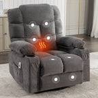 37" Gray Faux Leather Heated Massage Lift Assist Recliner With USB