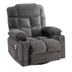 37" Gray Faux Leather Heated Massage Lift Assist Recliner With USB