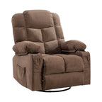 37" Brown Faux Leather Heated Massage Lift Assist Recliner With USB