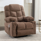 37" Brown Faux Leather Heated Massage Lift Assist Recliner With USB
