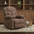 37" Brown Faux Leather Heated Massage Lift Assist Recliner With USB
