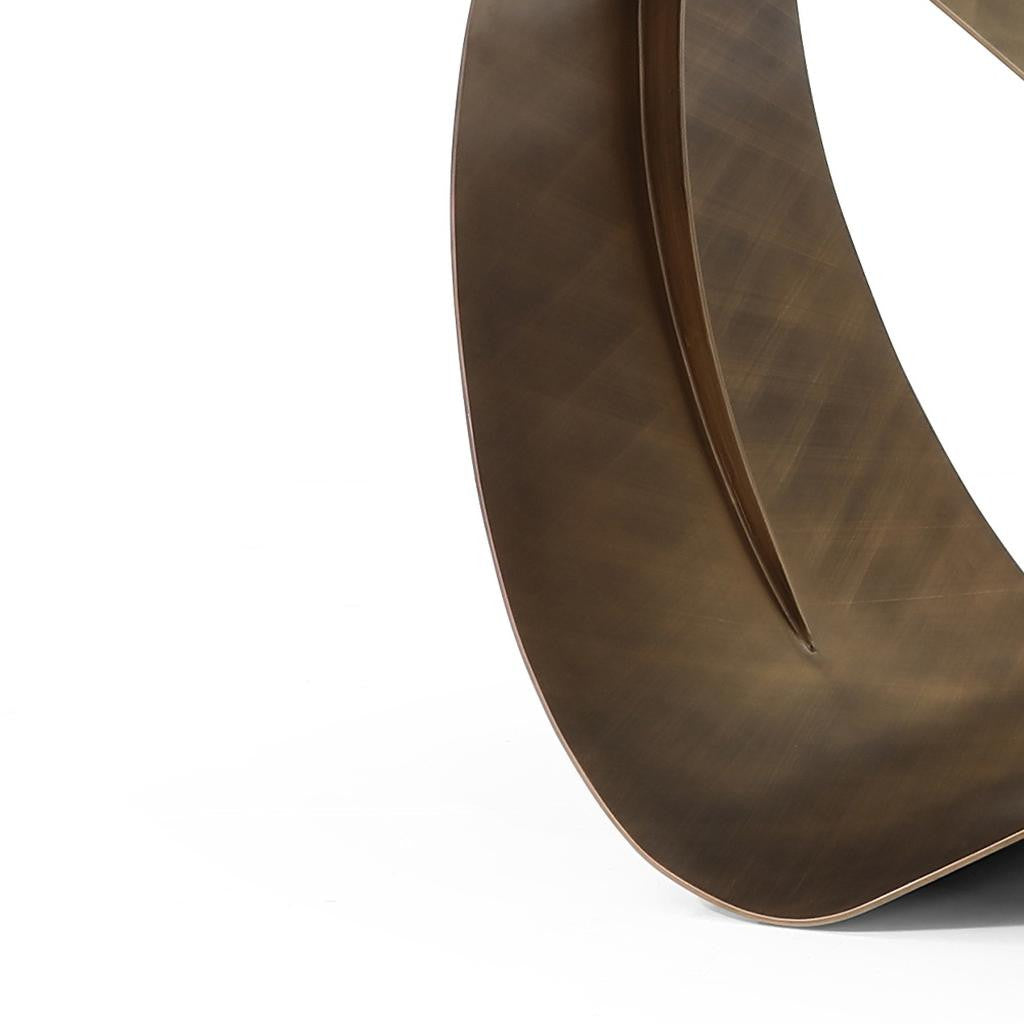 94" Clear and Bronze Glass and Metal Cross Leg Base Dining Table