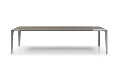 118" Gray and Silver Wood and Stainless Steel Dining Table