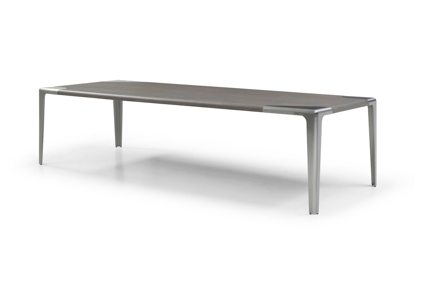 118" Gray and Silver Wood and Stainless Steel Dining Table