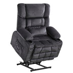 38" Gray Tufted Velvet Heated Massage Lift Assist Recliner With USB