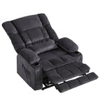 38" Gray Tufted Velvet Heated Massage Lift Assist Recliner With USB