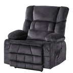38" Gray Tufted Velvet Heated Massage Lift Assist Recliner With USB