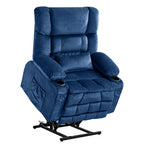 38" Blue Tufted Velvet Heated Massage Lift Assist Recliner With USB