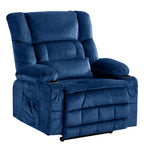 38" Blue Tufted Velvet Heated Massage Lift Assist Recliner With USB