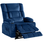 38" Blue Tufted Velvet Heated Massage Lift Assist Recliner With USB