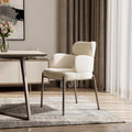 White and Gray Boucle and Steel Dining Arm Chair