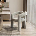 Dark Gray Boucle Open Back Dining Arm Chair